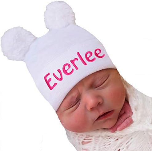 Personalized Newborn Bear Heart Hat with Fuzzy Ears - Cozy Baby Keepake