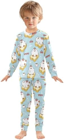 WIFIU Soft Cotton Pajama Set for Girls Long Sleeve Sleepwear