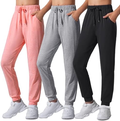 Auranso Quick-Dry Athletic Pants for Girls with Pockets and Drawstring