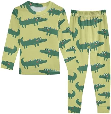 Pajama Sleep Set Soft Cotton Long Sleeve Top Pants for 18M-8Y