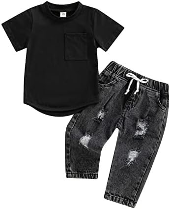 Suolongsama Toddler Denim Outfit Set for Boys
