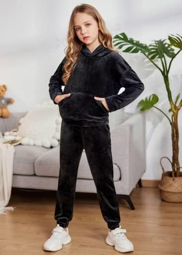 Perfect 2-Piece Girls athletic tracksuit set Velour Hoodies Joggers