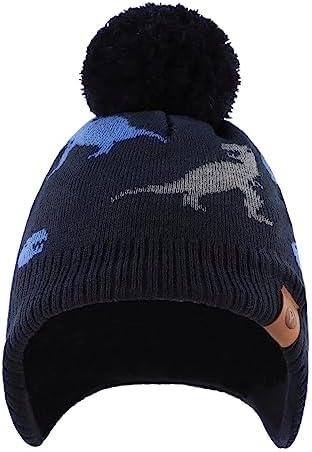JANGANNSA Knitted Baby Hat Scarf Set with Pom-Pom