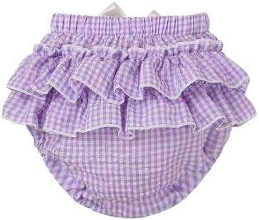 Baby Girls Boys Plaid Bloomers Ruffle Bow Tie Diaper Cover Shorts