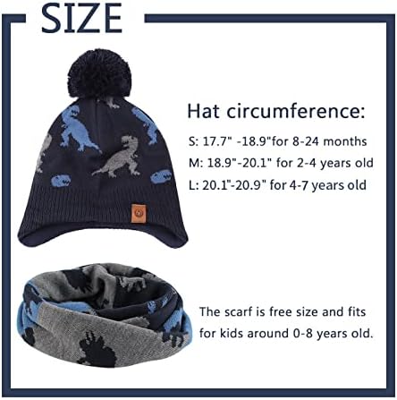 JANGANNSA Knitted Baby Hat Scarf Set with Pom-Pom
