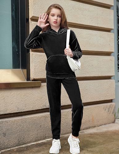 Perfect 2-Piece Girls athletic tracksuit set Velour Hoodies Joggers