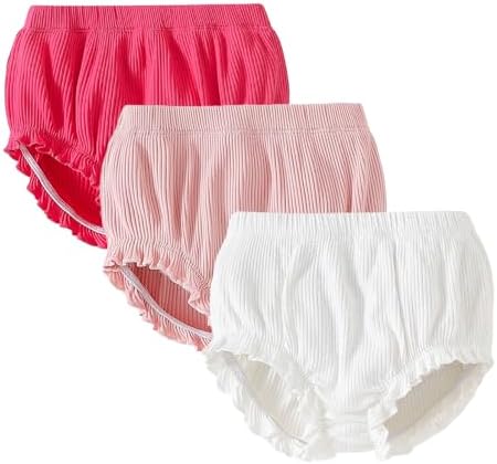 SOBOWO 3-Pack Baby Girl Bloomers with Ruffles