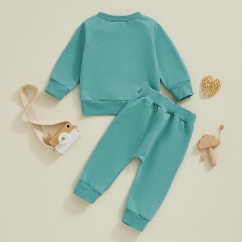 Baorji Toddler Boy Matching Fall Outfit Long Sleeve Round Neck Embroidery Set