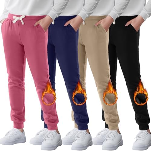 Silkfly 4-Pack Boys Girls sweatpants with pockets for kids