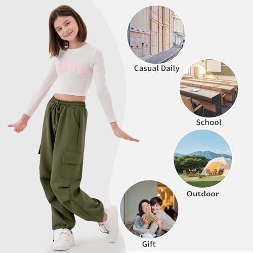 Stylish Wide Leg Cargo Pants for Girls 4-14