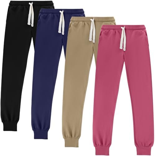 Silkfly 4-Pack Boys Girls sweatpants with pockets for kids