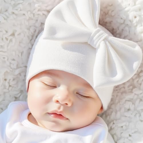 Bamery Newborn Baby Girl Cotton Bow Beanie