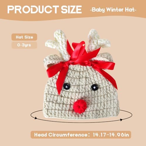 Ypser Knitted Baby Beanie - Deer Hat with Bow