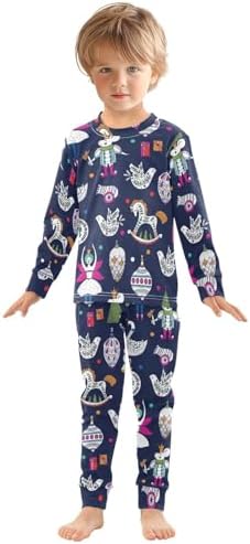 WIFIU Soft Cotton Pajama Set for Kids 18M-8Y Long Sleeve Sleepwear