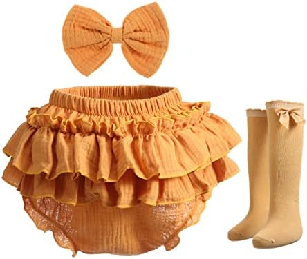Newborn Baby Girl Cotton Bloomers and Ruffle Shorts Diaper Cover Set