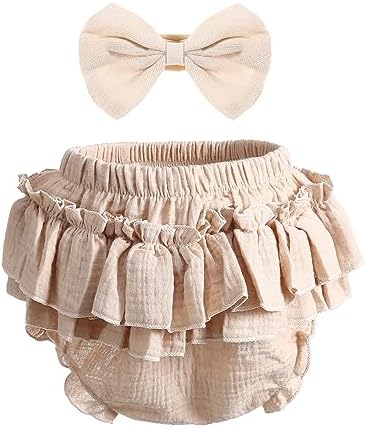 100 Cotton Ruffle Diaper Covers Headband Set for Babies