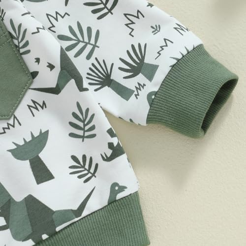 Toddler Boy Dinosaur Printed Fall Outfit Set
