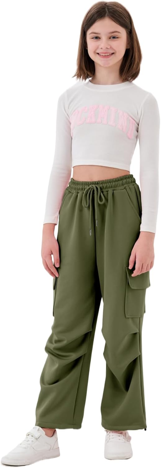 Stylish Wide Leg Cargo Pants for Girls 4-14