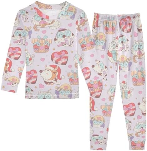 WIFIU Pajama Set Long Sleeve Sleepwear for Kids 18M-8Y