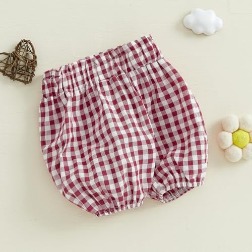 Emmababy Plaid Ruffle Blocked Shorts for Baby Pieced Elastic Waist Design