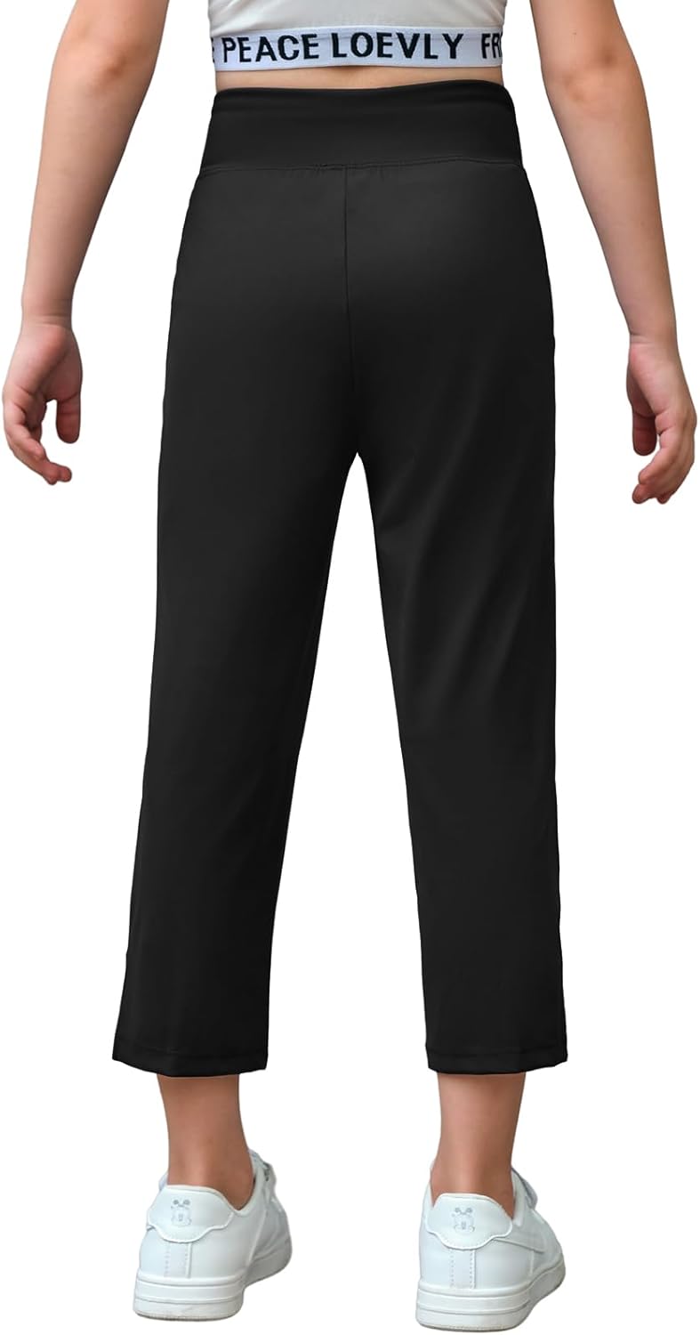 Girls High Waist Capri Yoga Pants Kids Athletic