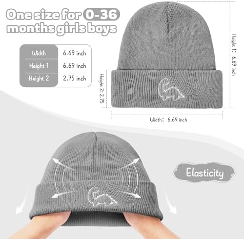 Cute Warm Dinosaur Toddler Beanie 3-Pack
