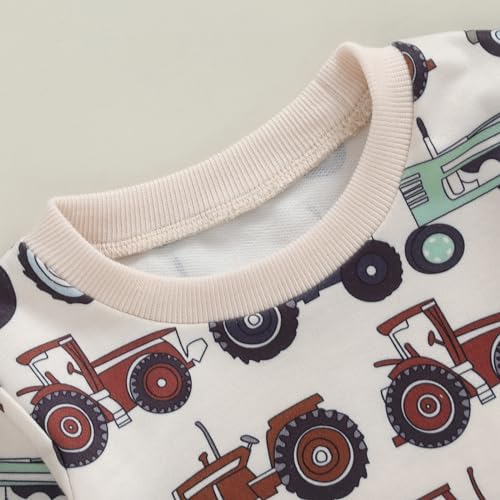 Muasaaluxi Toddler Boy Outfit Rustic Tractor Sweater Joggers
