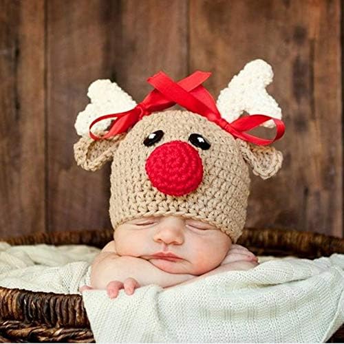 Ypser Knitted Baby Beanie - Deer Hat with Bow