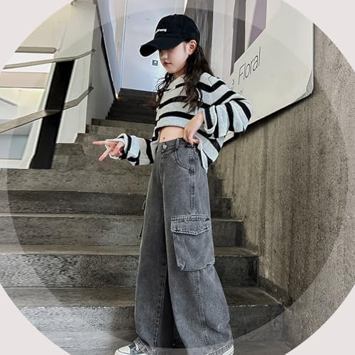 Denim Cargo Pants for Girls - Preppy Trendy and Comfortable