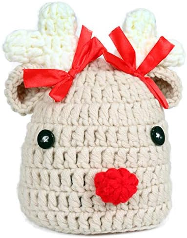 Ypser Knitted Baby Beanie - Deer Hat with Bow