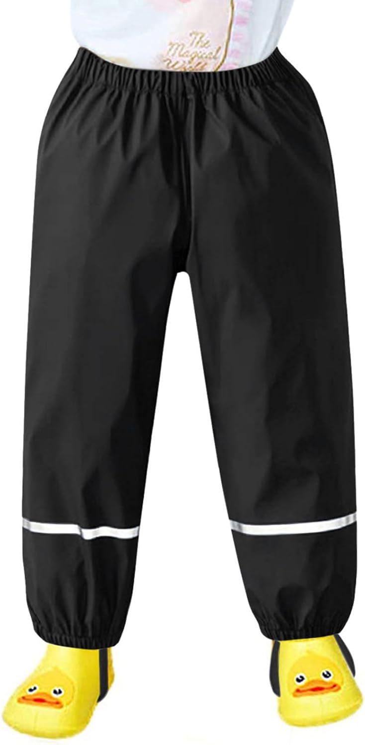 Weather-Resistant Reflective Toddler Rain Pants 1-12 Years