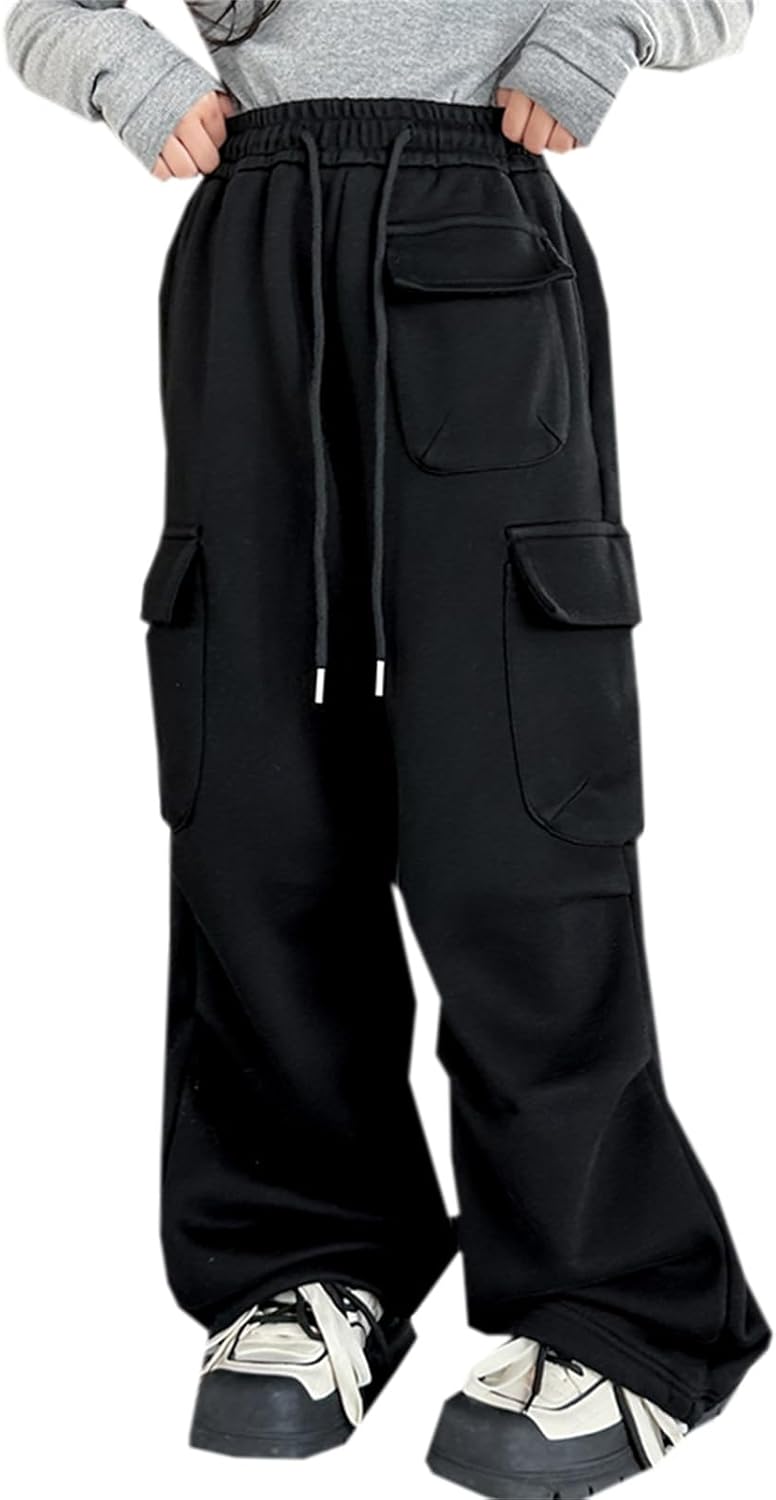 SANGTREE Girls Warm Fleece Cargo Sweatpants