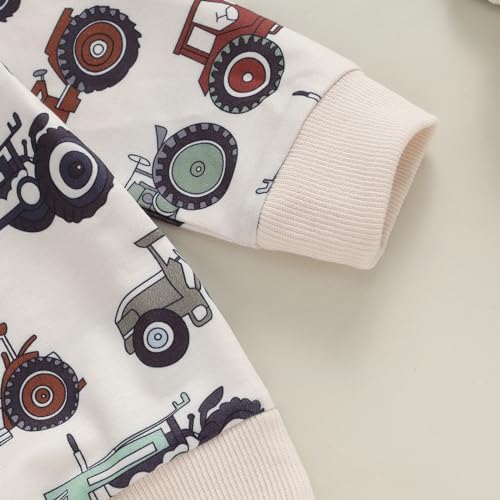 Muasaaluxi Toddler Boy Outfit Rustic Tractor Sweater Joggers