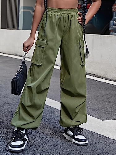 OYOANGLE Elastic Cargo Pants for GirlsCasual Stylish Daily Wear