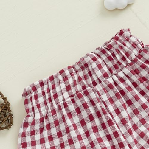Emmababy Plaid Ruffle Blocked Shorts for Baby Pieced Elastic Waist Design