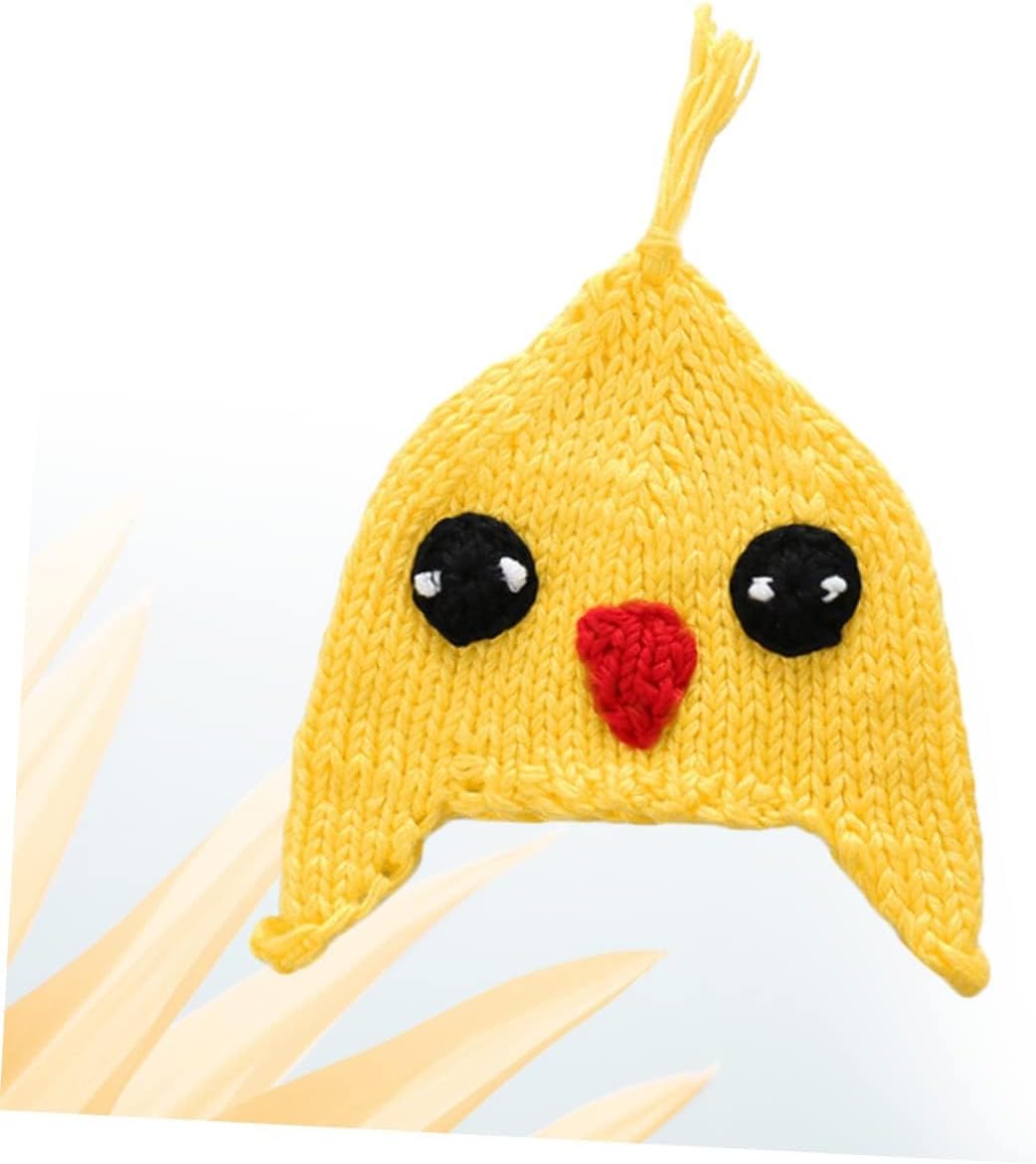 Baby Boy Girl Knitted Winter Hat Handmade Crochet Cotton Polyester Blend Yellow