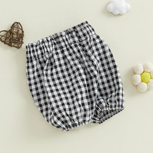 Emmababy Baby Girls Plaid Ruffle Shorts Diaper Covers and Briefs