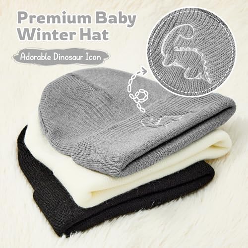 Cute Warm Dinosaur Toddler Beanie 3-Pack