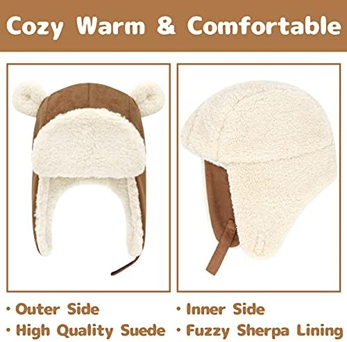 Faux Suede Sherpa Toddler Hat