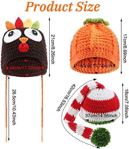 Jiuguva 3-Piece Baby Crochet Beanie Set for Infants
