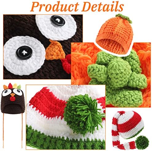 Jiuguva 3-Piece Baby Crochet Beanie Set for Infants