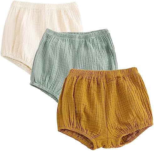 3-Pack Cotton Linen Baby Shorts Light breathable for Summer