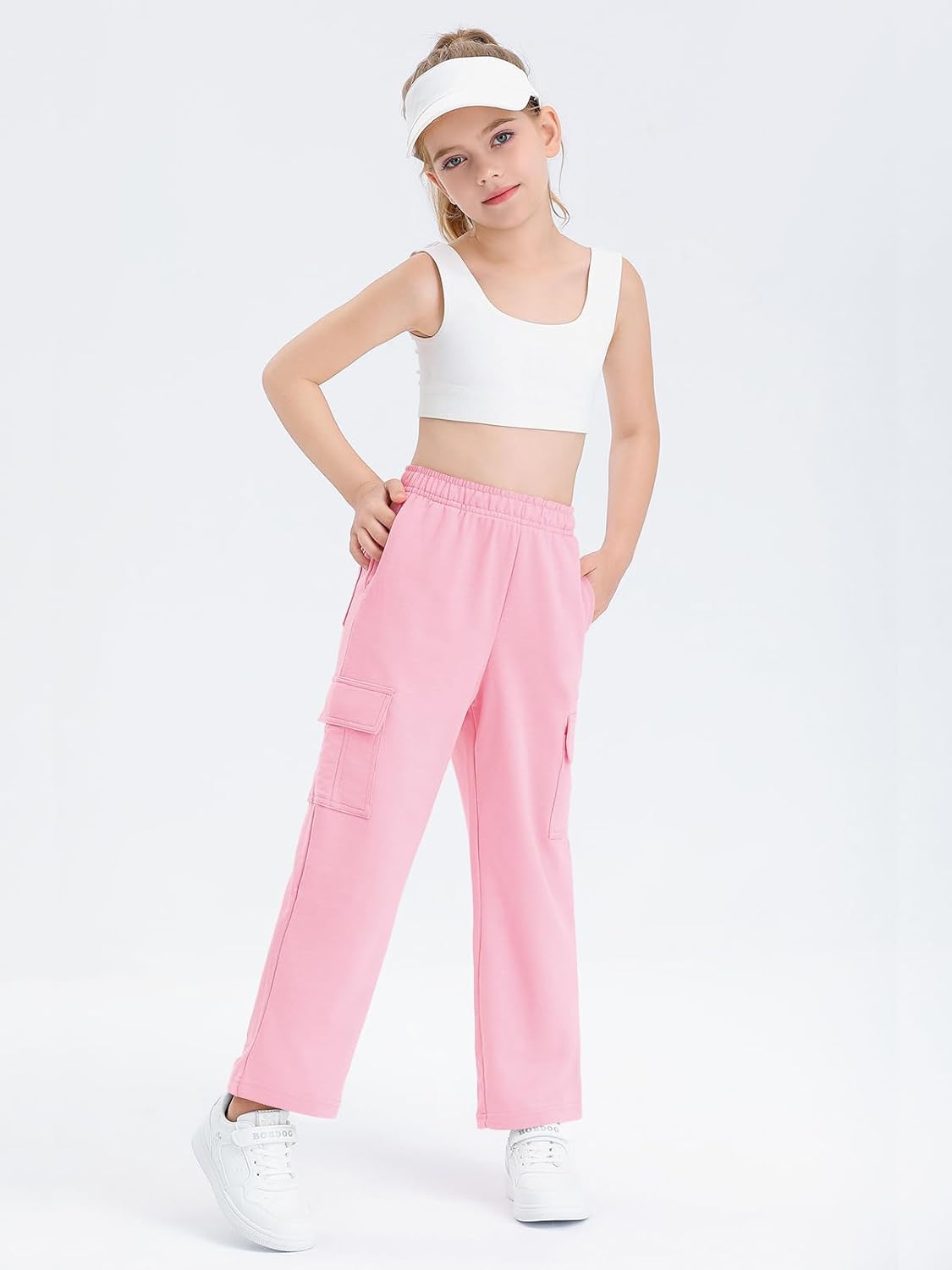 Wide Straight Leg Cargo Pants for Girls and Kids 5-14