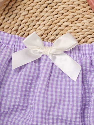 Baby Girls Boys Plaid Bloomers Ruffle Bow Tie Diaper Cover Shorts