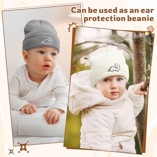 Cute Warm Dinosaur Toddler Beanie 3-Pack
