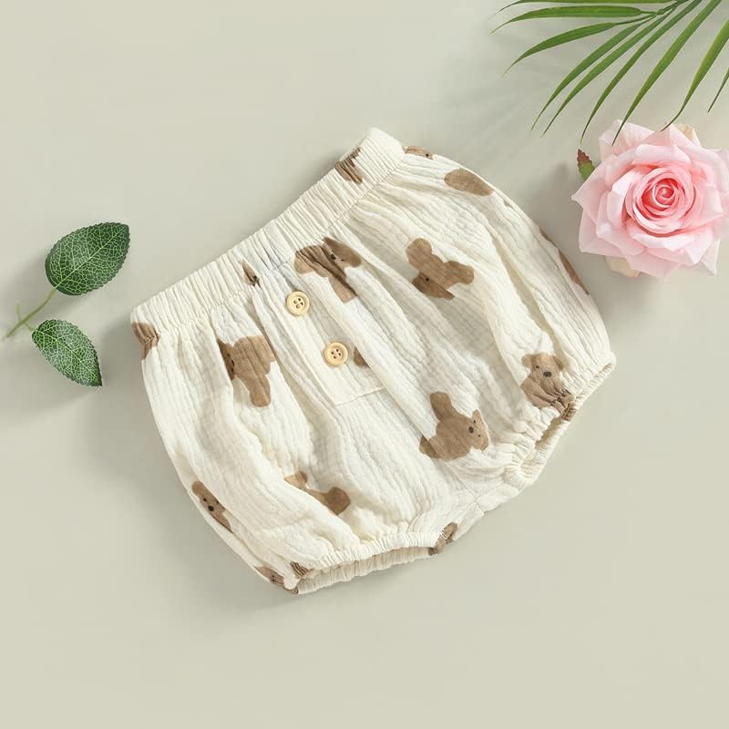 Yccutest Heart Floral Cotton Linen Bloomers for Babies