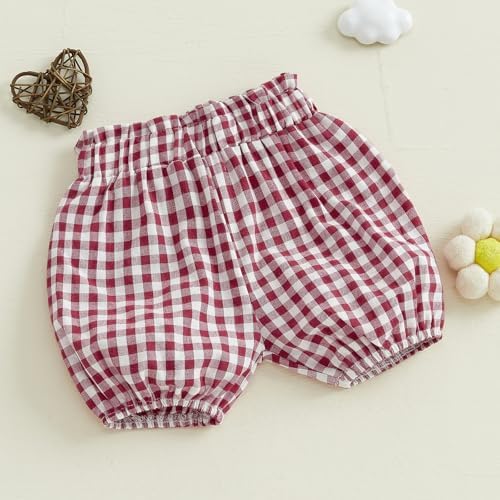 Emmababy Plaid Ruffle Blocked Shorts for Baby Pieced Elastic Waist Design