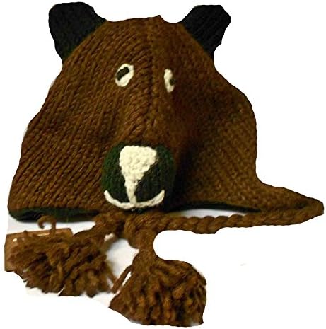 Handmade Knitted Bear Hat for Kids Ages 3-5