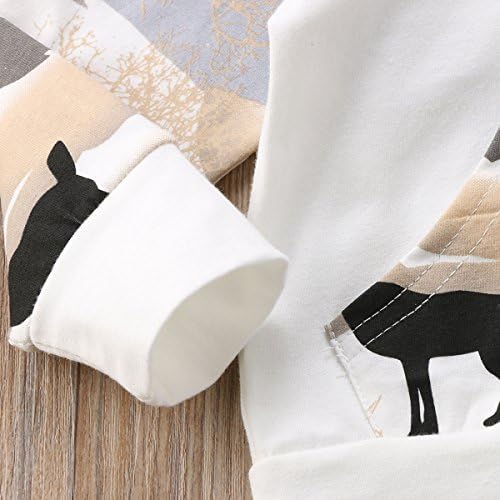 2pcs Baby Boys Hoodie Pants Set Dinosaur Deer Print Sweatsuit Fall Winter Outfits