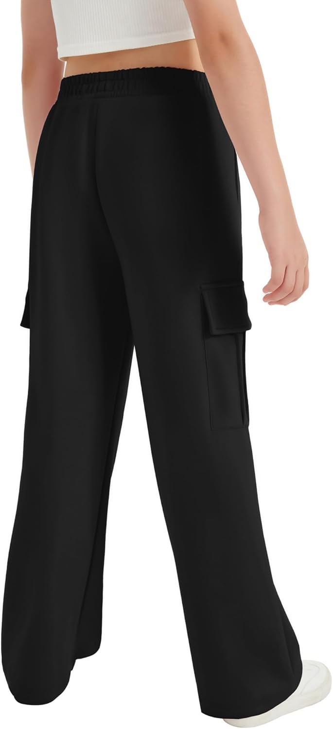 EXARUS 6-14Y Cargo Wide Leg sweatpants Cozy Elastic Perfect for Kids